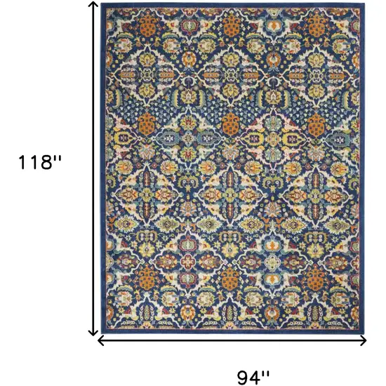 Blue Floral Power Loom Area Rug Photo 9