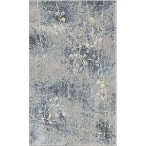 Photo of Blue Floral Power Loom Area Rug