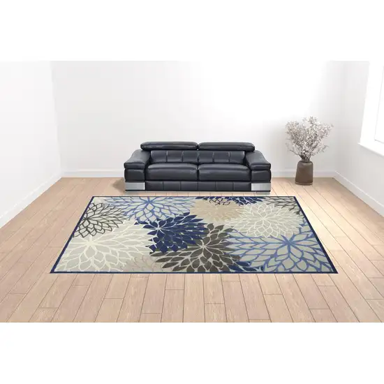 Blue Floral Power Loom Area Rug Photo 2