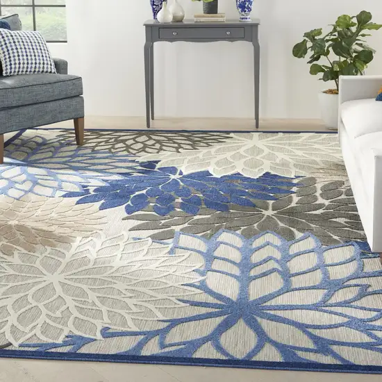 Blue Floral Power Loom Area Rug Photo 7