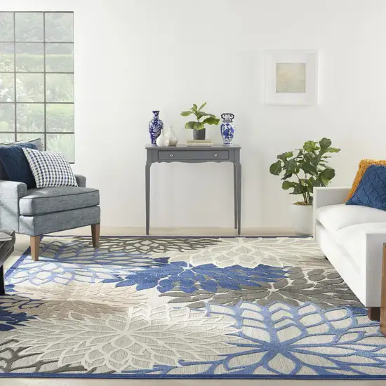 Blue Floral Power Loom Area Rug Photo 8