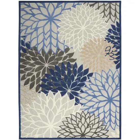 Blue Floral Power Loom Area Rug Photo 1