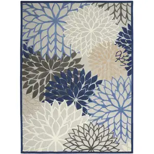 Photo of Blue Floral Power Loom Area Rug