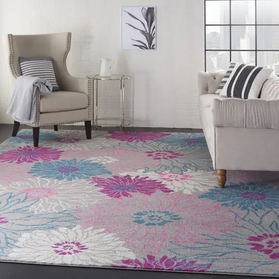 Blue Floral Power Loom Area Rug Photo 8