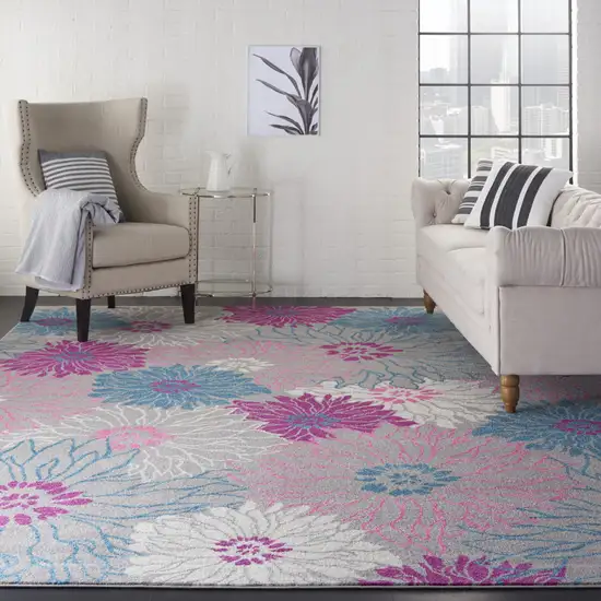 Blue Floral Power Loom Area Rug Photo 7