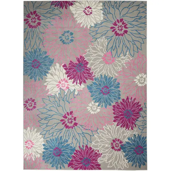 Blue Floral Power Loom Area Rug Photo 1