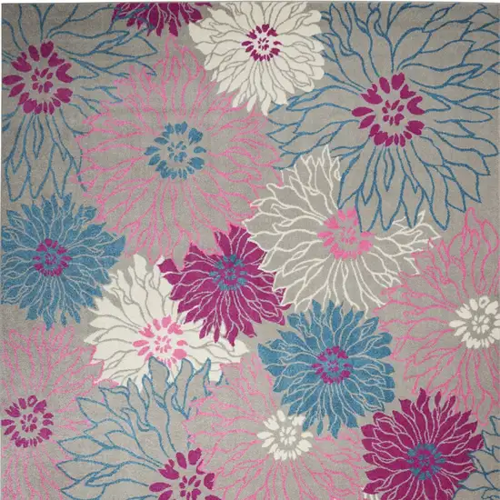 Blue Floral Power Loom Area Rug Photo 8