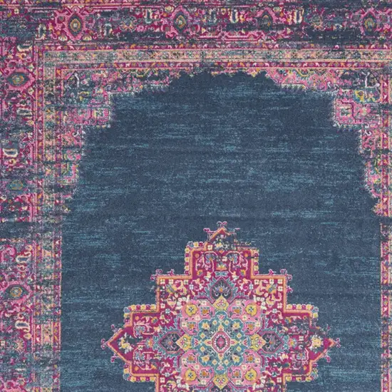 Blue Floral Power Loom Area Rug Photo 7