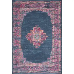 Photo of Blue Floral Power Loom Area Rug