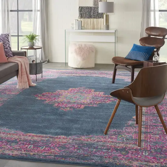 Blue Floral Power Loom Area Rug Photo 8