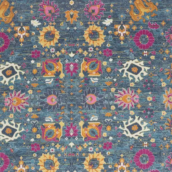 Blue Floral Power Loom Area Rug Photo 6