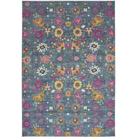 Photo of Blue Floral Power Loom Area Rug