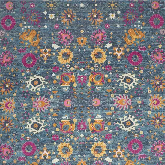 Blue Floral Power Loom Area Rug Photo 8