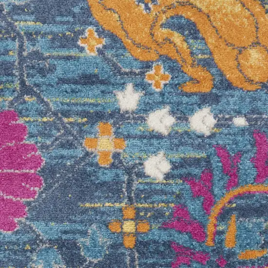 Blue Floral Power Loom Area Rug Photo 5