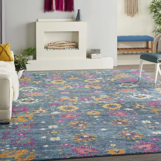 Blue Floral Power Loom Area Rug Photo 8