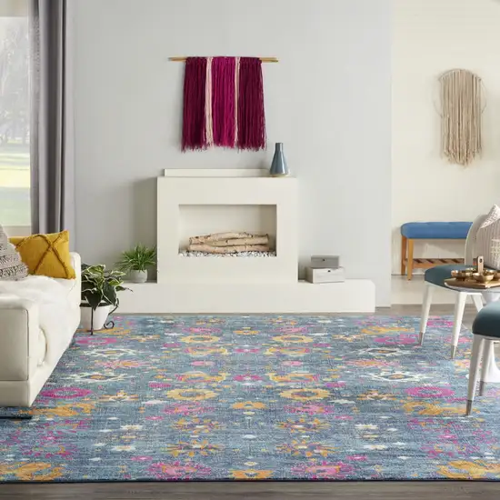 Blue Floral Power Loom Area Rug Photo 9