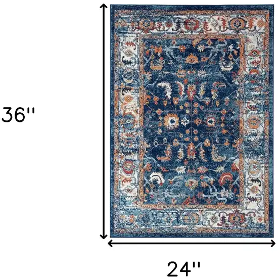 Blue Floral Power Loom Area Rug Photo 6