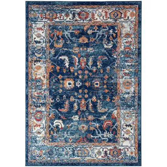 Blue Floral Power Loom Area Rug Photo 1