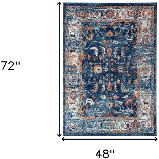 Blue Floral Power Loom Area Rug Photo 6