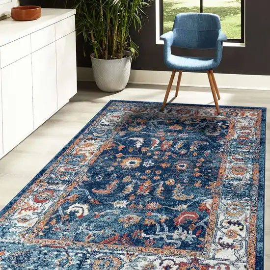 Blue Floral Power Loom Area Rug Photo 5