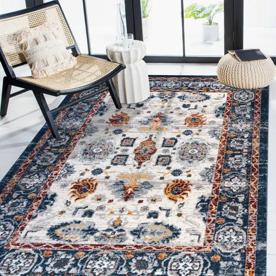 Blue Floral Power Loom Area Rug Photo 8