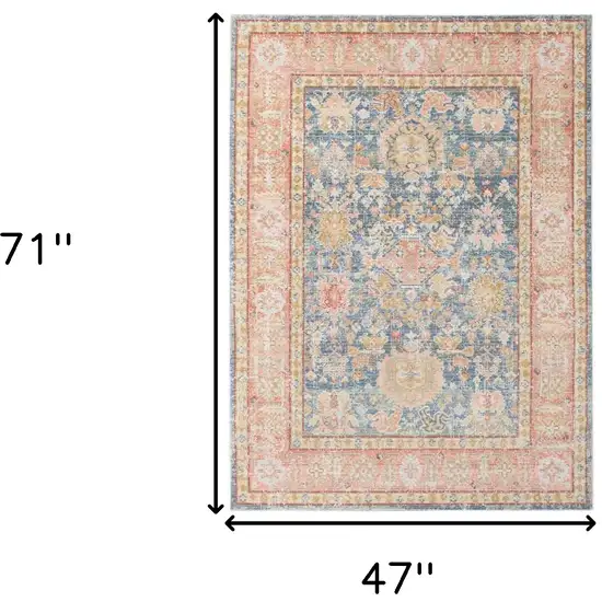 Blue Floral Power Loom Area Rug Photo 8