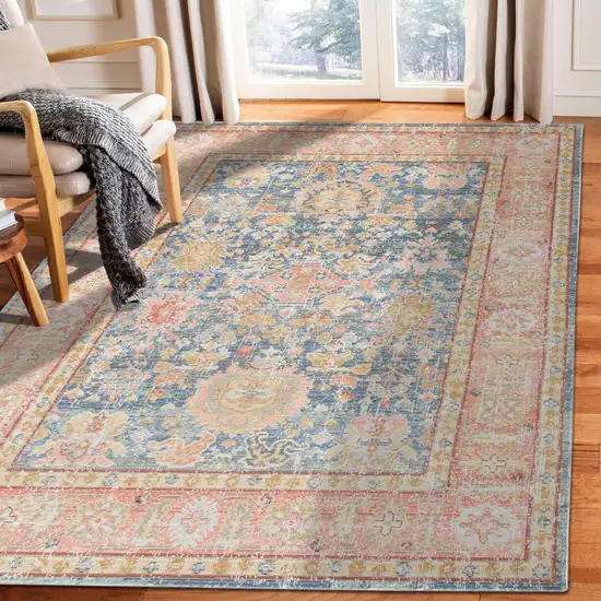 Blue Floral Power Loom Area Rug Photo 7