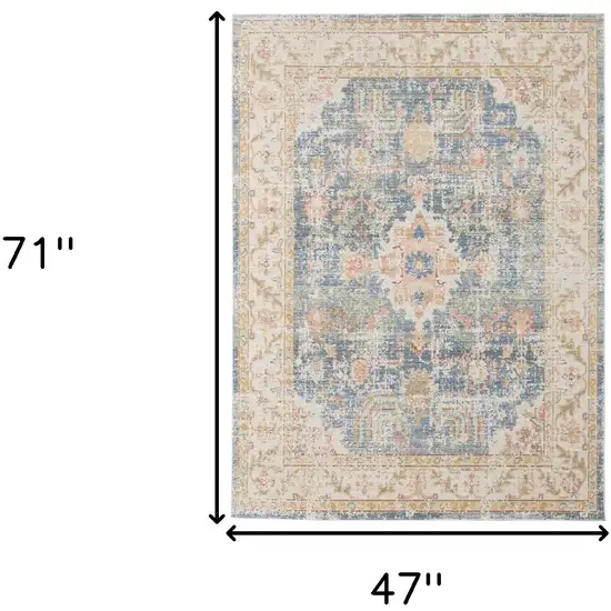 Blue Floral Power Loom Area Rug Photo 8