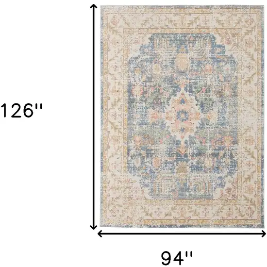 Blue Floral Power Loom Area Rug Photo 8