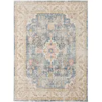 Photo of Blue Floral Power Loom Area Rug