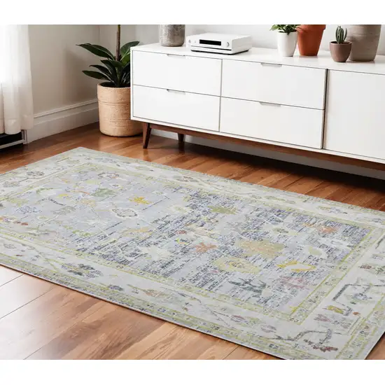 Charcoal and Ivory Floral Power Loom Area Rug Photo 1