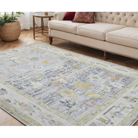 Charcoal and Ivory Floral Power Loom Area Rug Photo 1