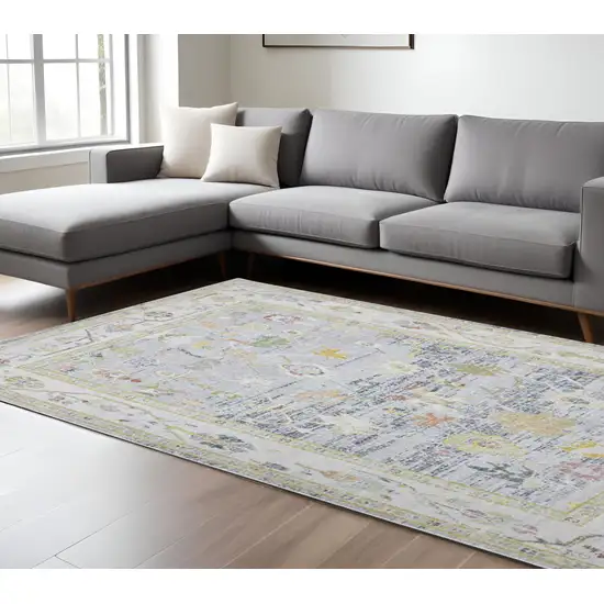 Charcoal and Ivory Floral Power Loom Area Rug Photo 1