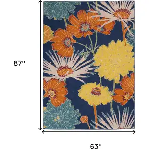 Photo of Blue Floral Power Loom Area Rug