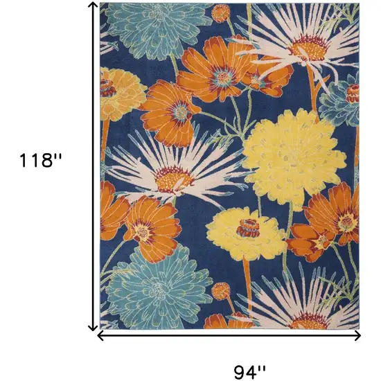 Blue Floral Power Loom Area Rug Photo 3