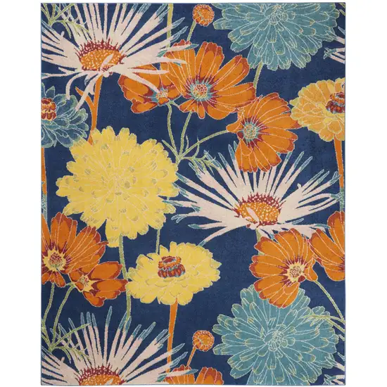 Blue Floral Power Loom Area Rug Photo 4