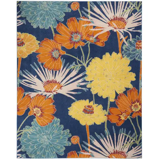 Blue Floral Power Loom Area Rug Photo 2