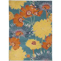 Photo of Blue Floral Power Loom Area Rug