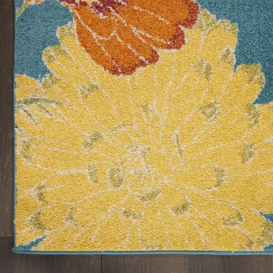 Blue Floral Power Loom Area Rug Photo 6