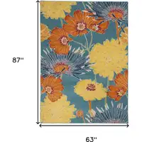 Photo of Blue Floral Power Loom Area Rug