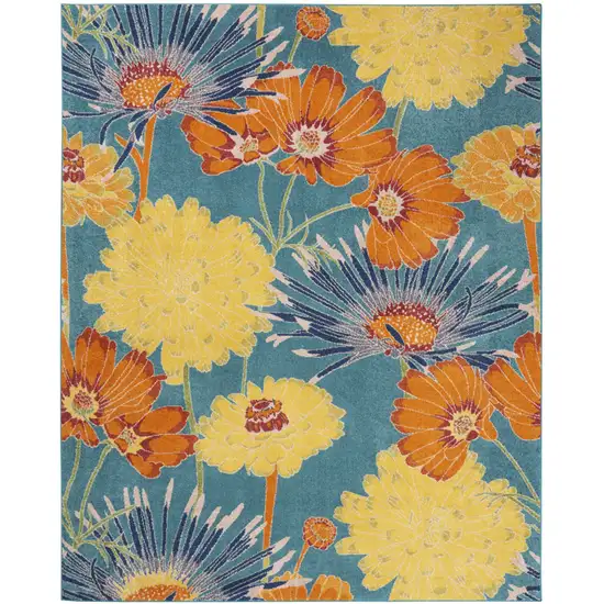 Blue Floral Power Loom Area Rug Photo 5