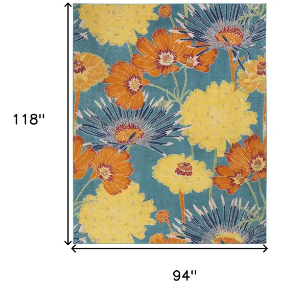 Blue Floral Power Loom Area Rug Photo 3