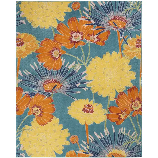 Blue Floral Power Loom Area Rug Photo 2