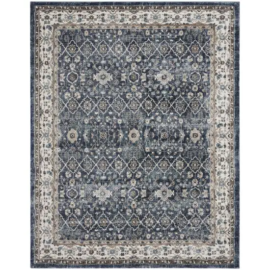 Blue Floral Power Loom Area Rug Photo 4