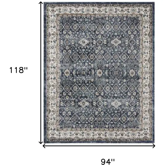 Blue Floral Power Loom Area Rug Photo 3