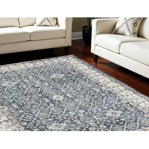 Photo of Blue Floral Power Loom Area Rug