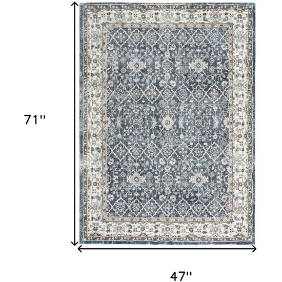 Blue Floral Power Loom Area Rug Photo 3