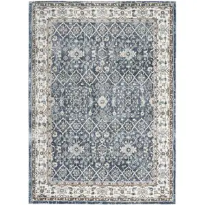 Photo of Blue Floral Power Loom Area Rug