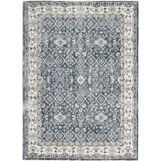 Blue Floral Power Loom Area Rug Photo 2