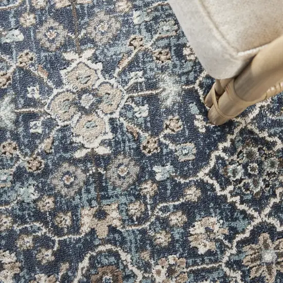 Blue Floral Power Loom Area Rug Photo 5